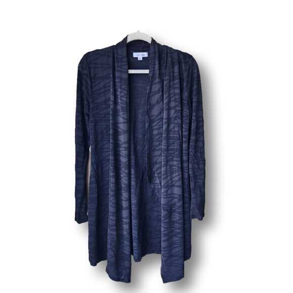 Calvin Klein Black Mesh Open Cardigan Size S Long Lightweight Mob wife Glam - Picture 1 of 7